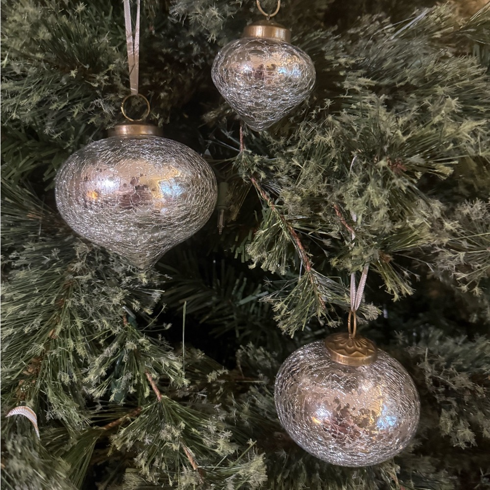 Restoration Hardware crackle glass ornaments
